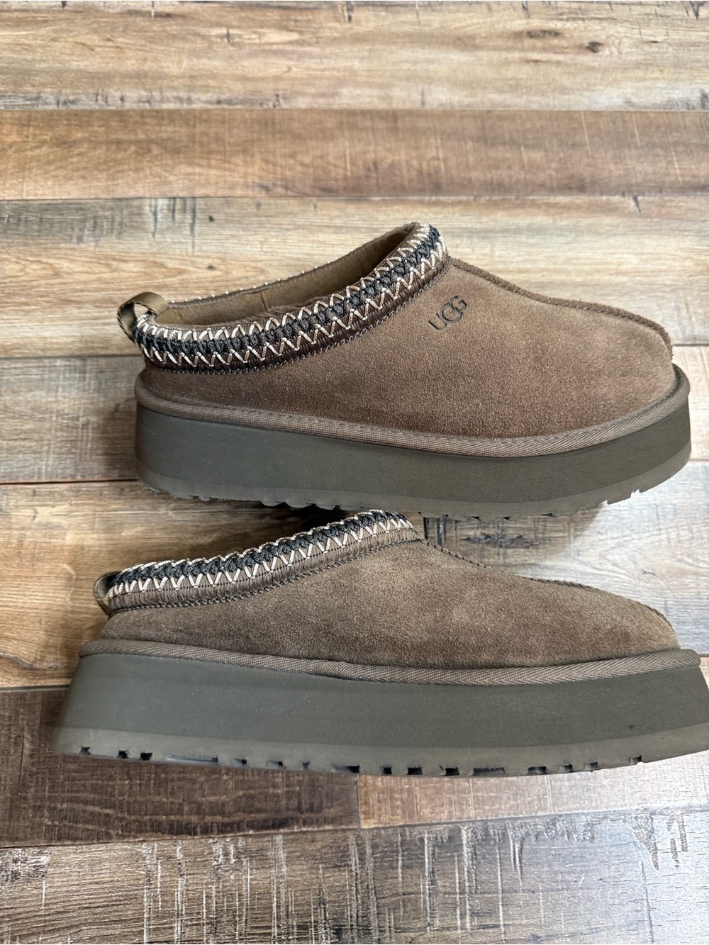 UGG Brown Suede Slip-On Platform Clogs